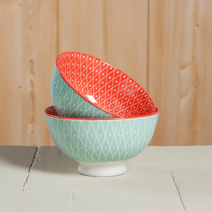 NOW Designs Bowl: Geo Pink Stamped