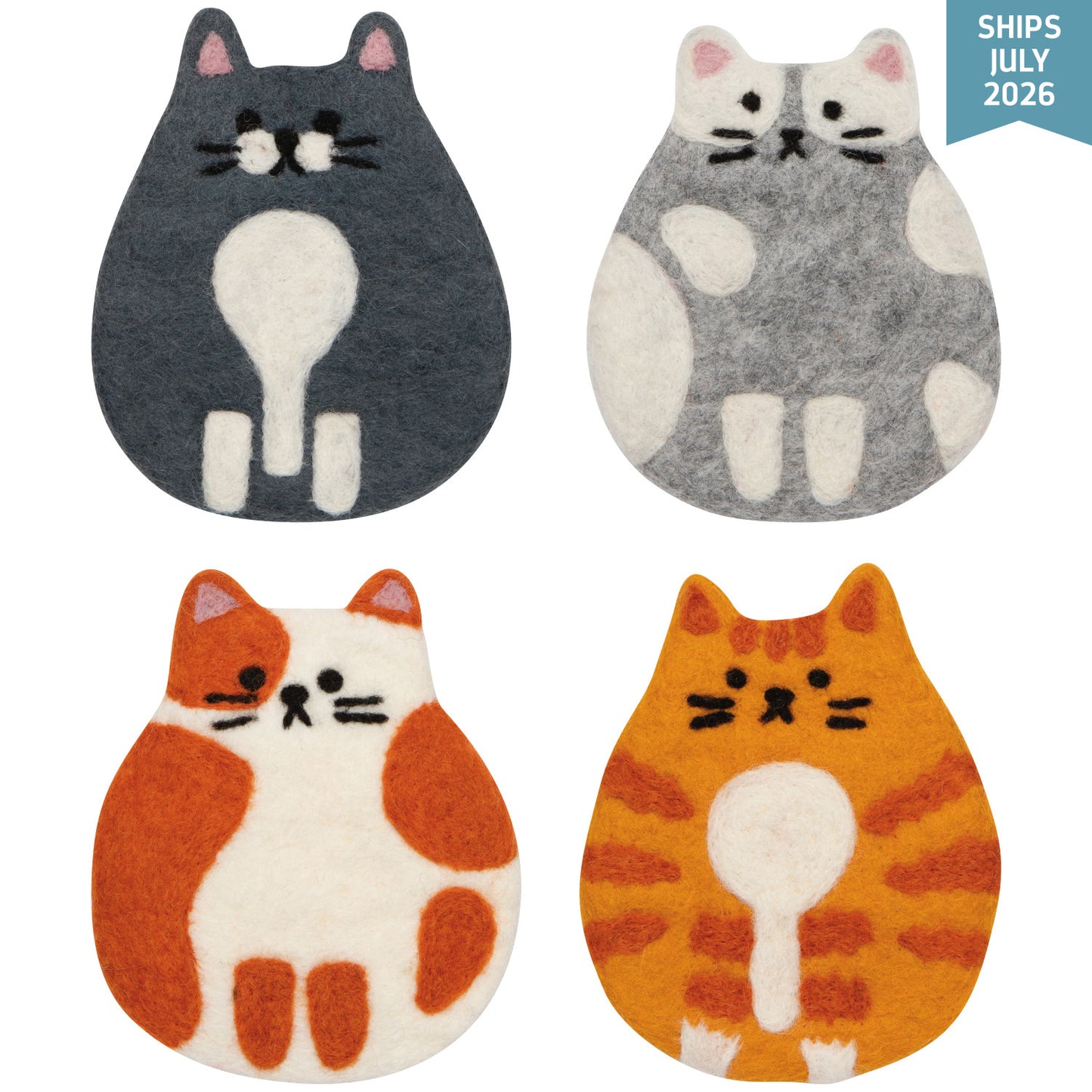 NOW Designs Felt Coasters (Set of 4): Cat Club