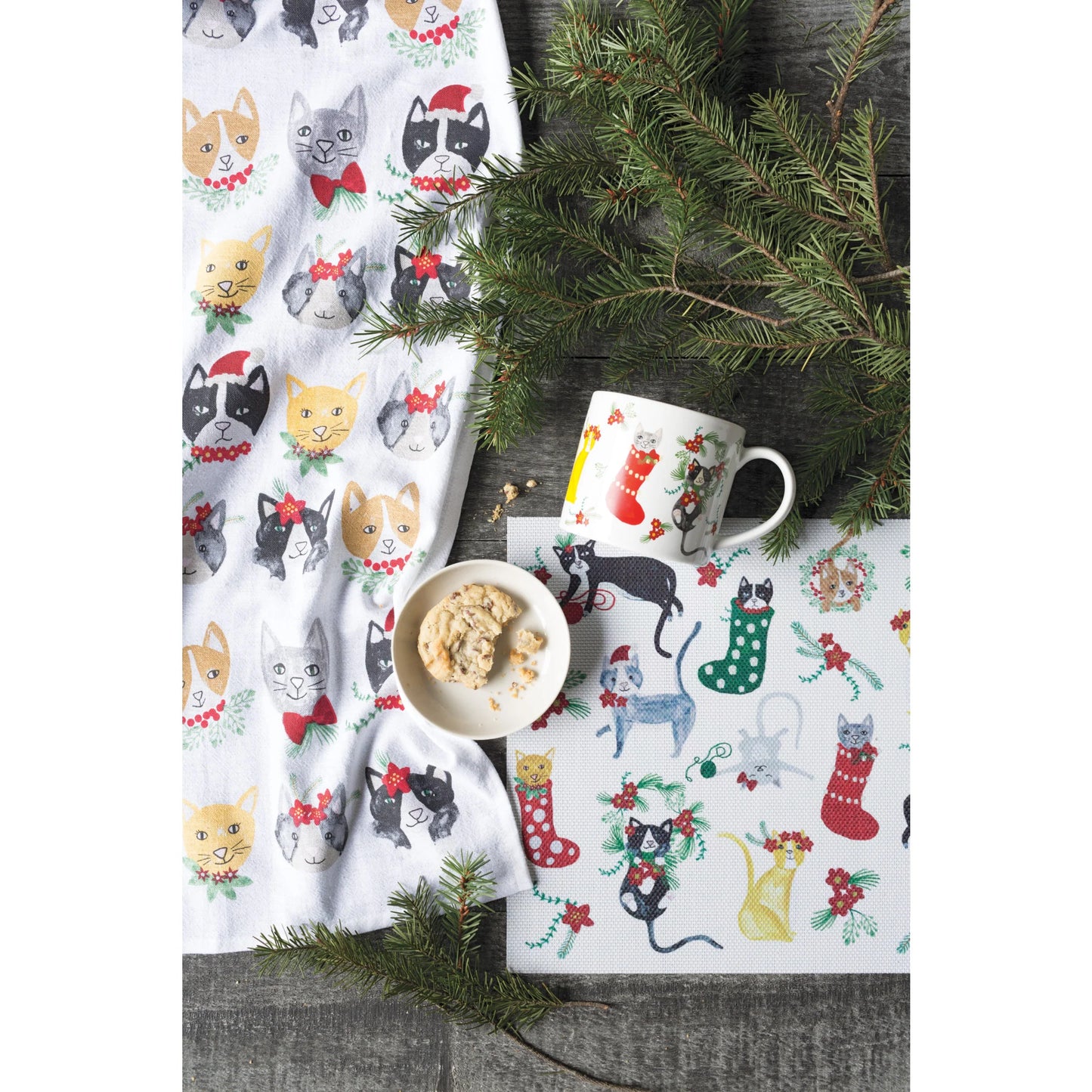 NOW Designs Floursack Towels (Set of 3): Baker's, Meowy Christmas