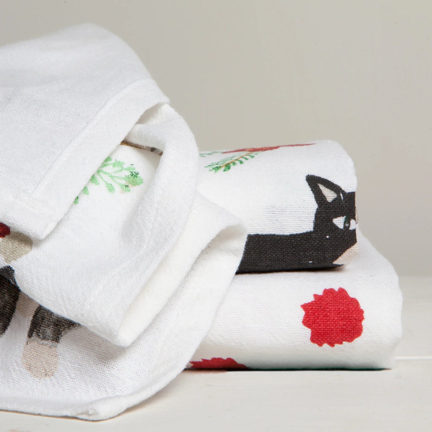 NOW Designs Floursack Towels (Set of 3): Baker's, Meowy Christmas