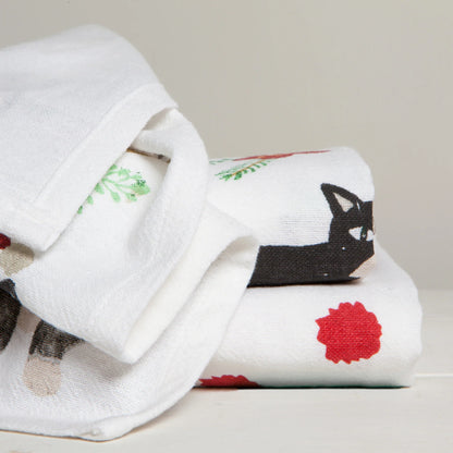 NOW Designs Floursack Towels (Set of 3): Baker's, Meowy Christmas
