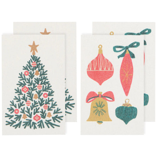 NOW Designs Pop Up Sponges (Set of 4): Festive Fir