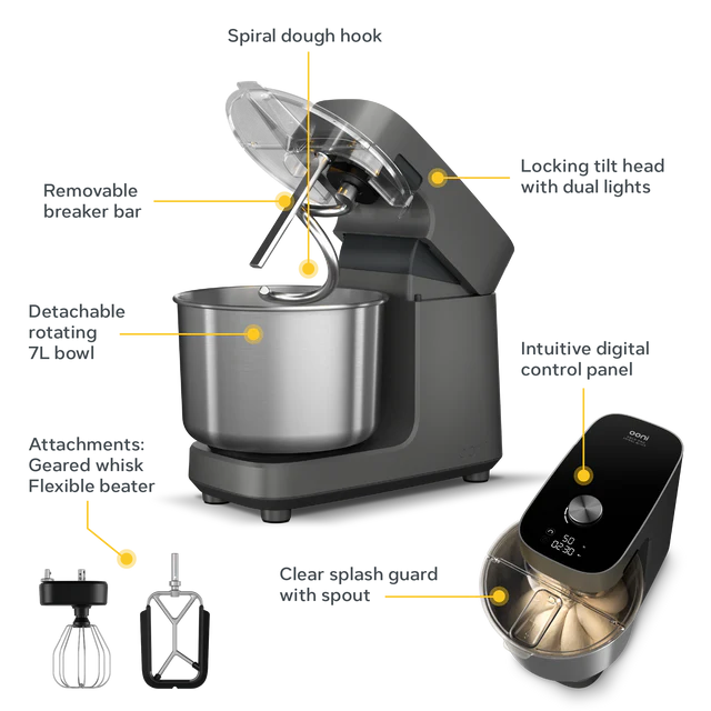 Ooni Halo Pro Spiral Stand Mixer: Charcoal Grey