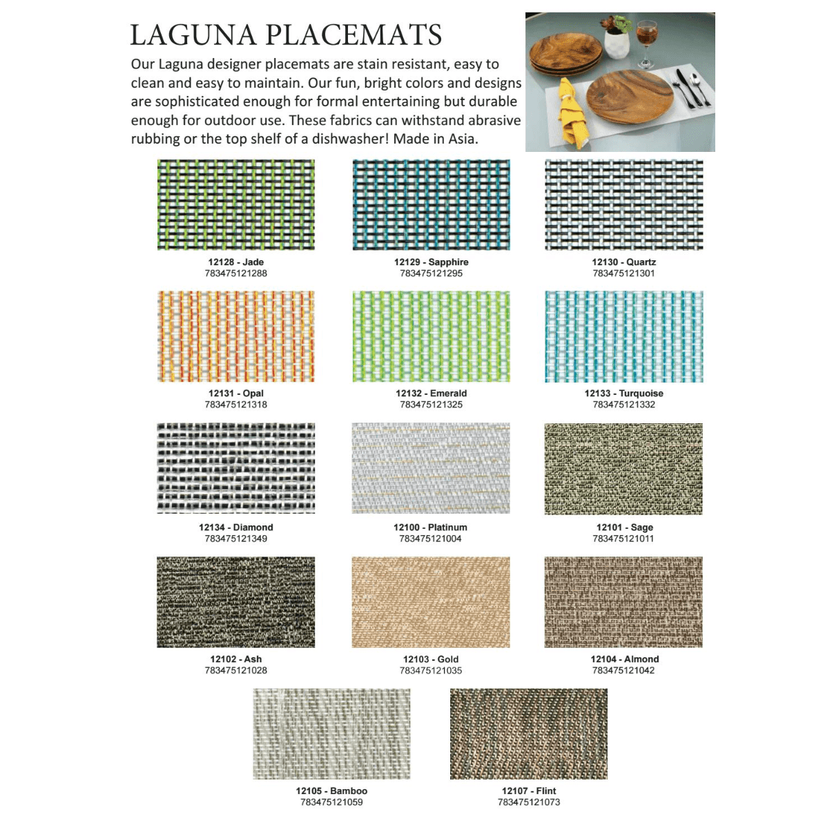 Pacific Merchants Indoor-Outdoor Gem Tone Placemat