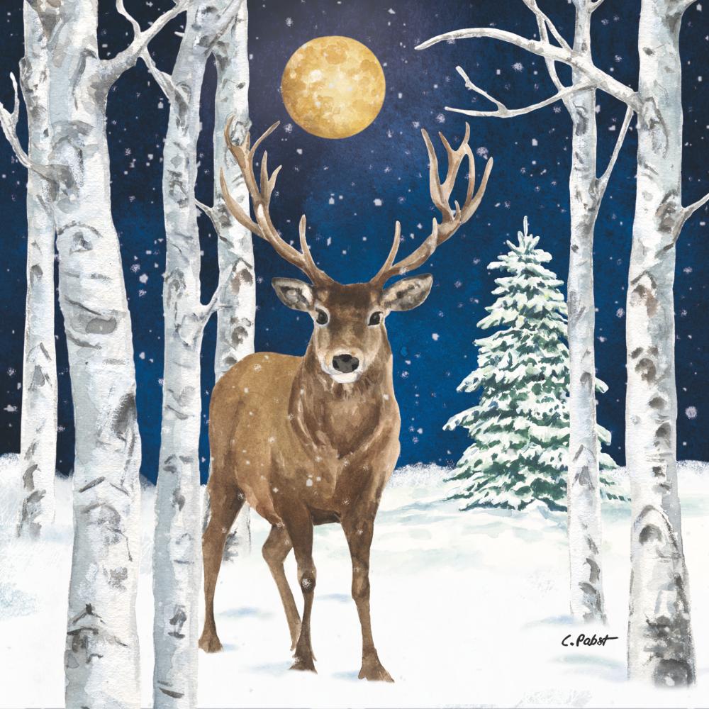 Paperproduct Designs Cocktail Napkins: Winter Stag