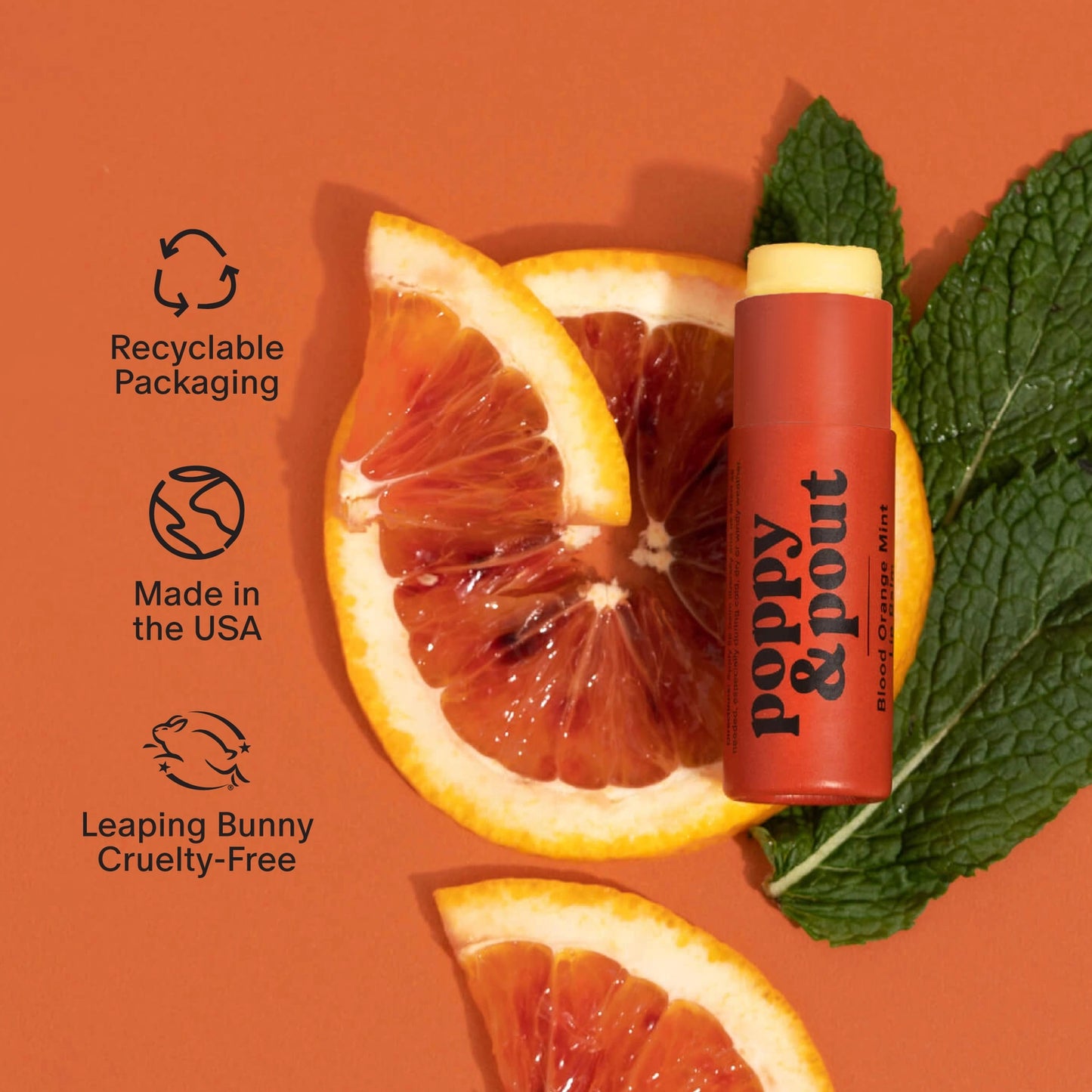 Poppy & Pout Lip Balm: Blood Orange Mint