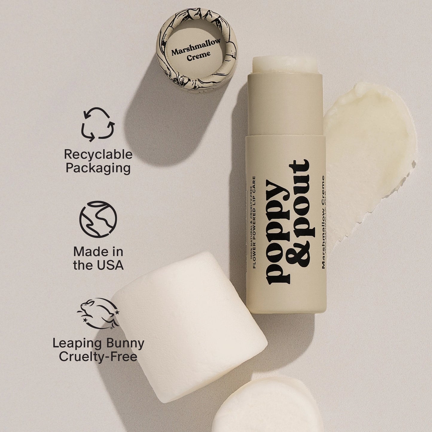 Poppy & Pout Lip Balm: Marshmallow Creme