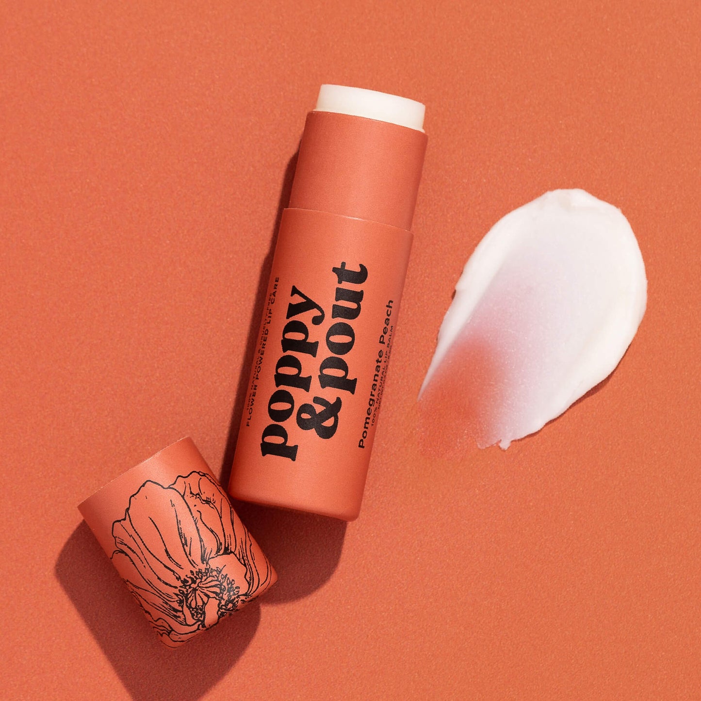 Poppy & Pout Lip Balm: Pomegranate Peach