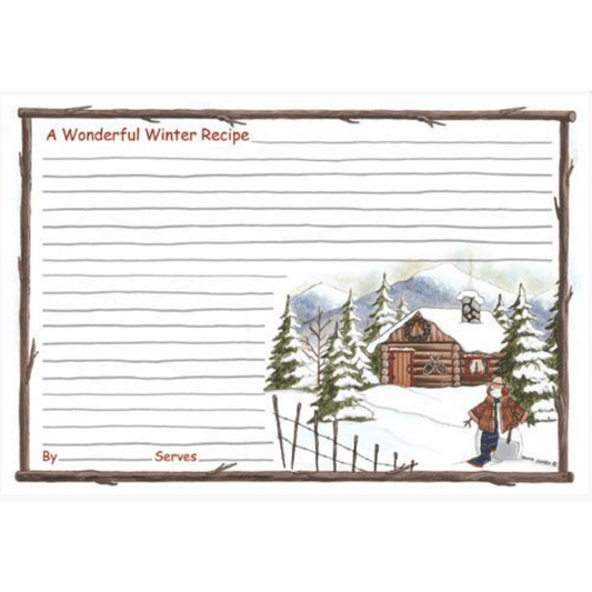 Posies and Such Recipe Cards (4" x 6"): Snowy Cabin