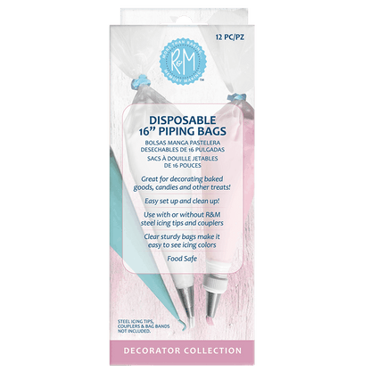 R&M Disposable Piping Bags (Set of 12): 16"