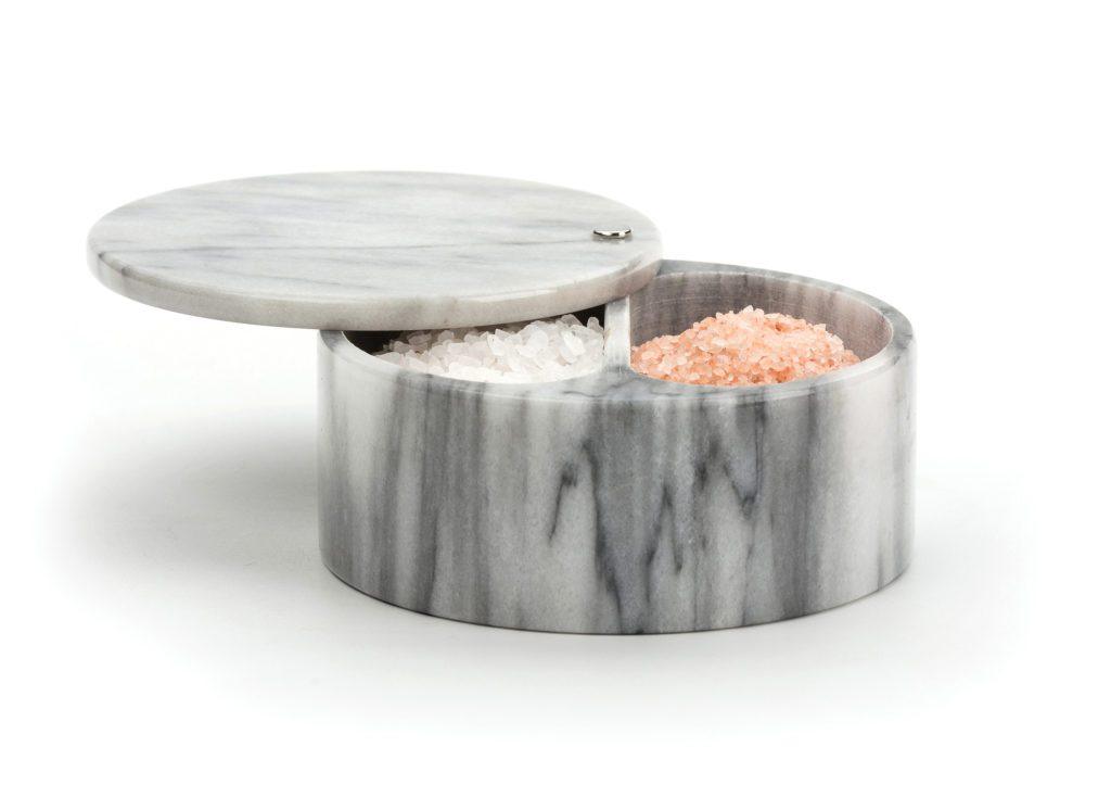 RSVP Swivel Top Marble Salt Box - White