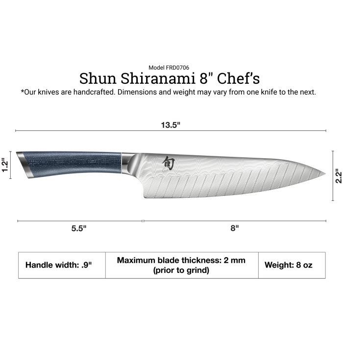 Shun Shiranami 8" Chef's Knife