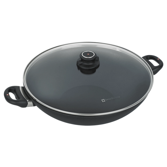 Swiss Diamond XD Wok with Lid and Rack: 14" / 6.3 QT
