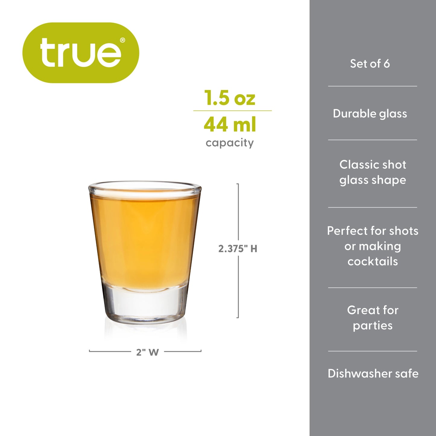 TRUE Shooter Classic Shot Glasses (Set of 6)