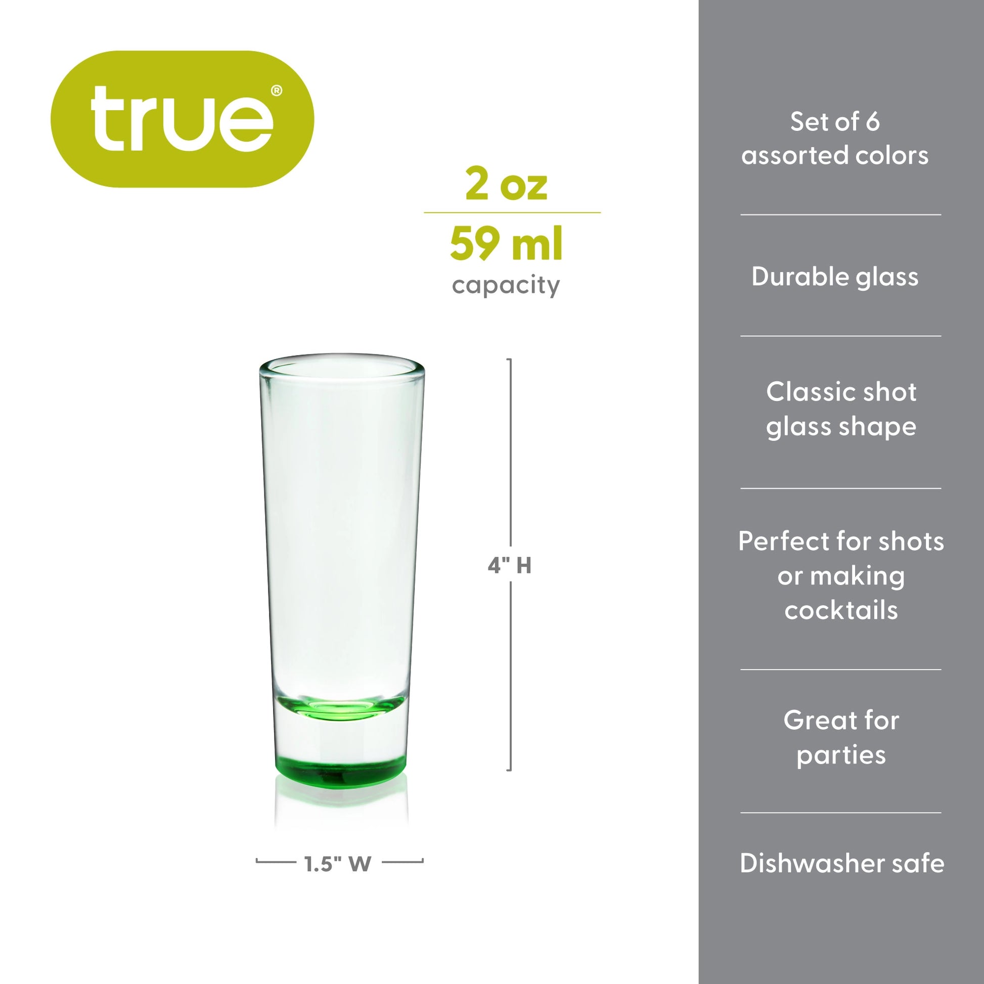 TRUE Shooter Multi-Colored Shot Glasses (Set of 6)