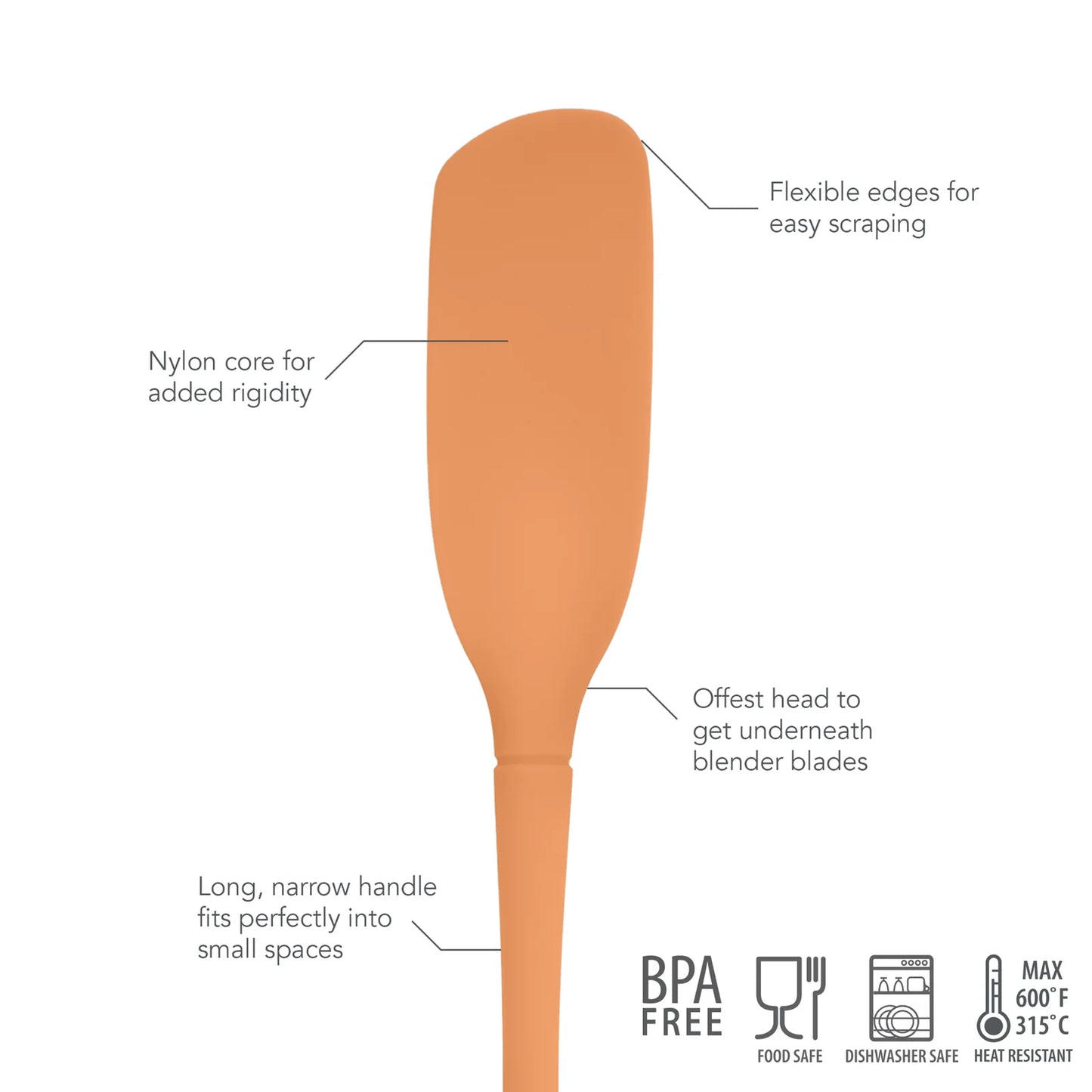 Tovolo Flex-Core All Silicone Blender Spatula: Apricot