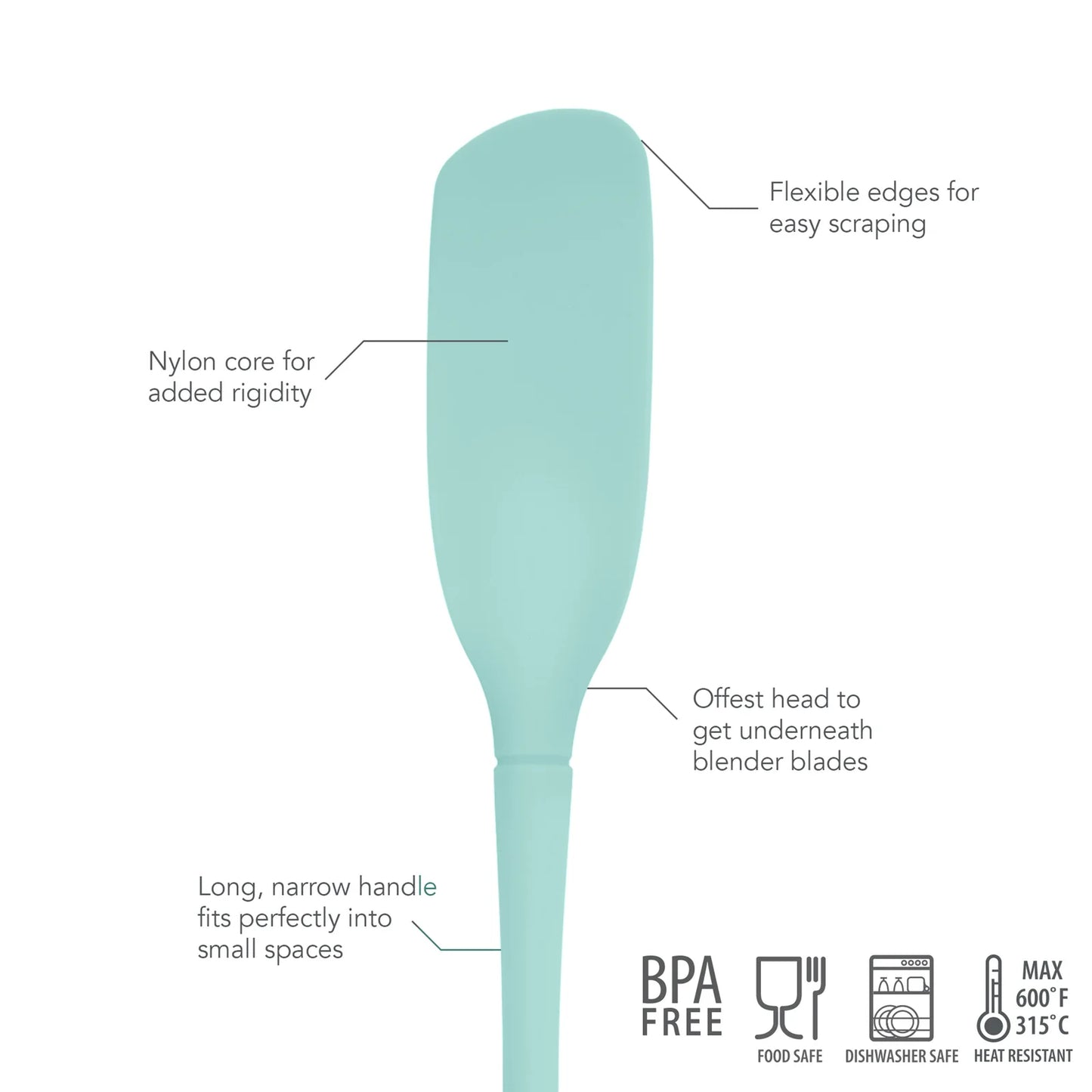 Tovolo Flex-Core All Silicone Blender Spatula: Aqua