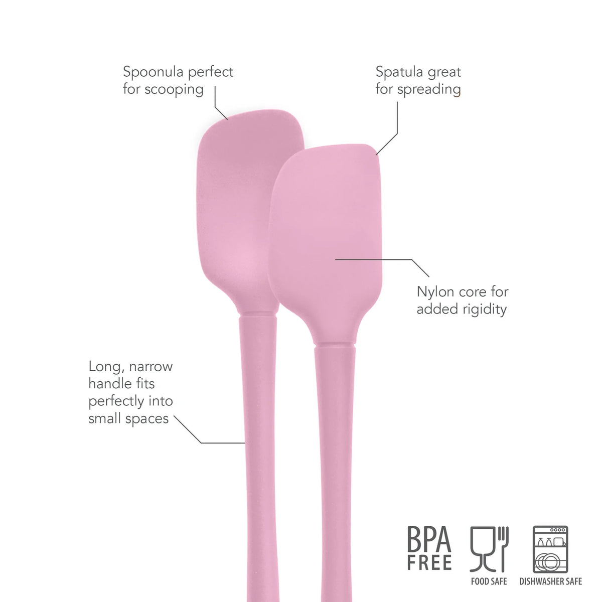 Tovolo Flex-Core All Silicone Mini Spatula & Spoonula (Set of 2): Pink Sorbet