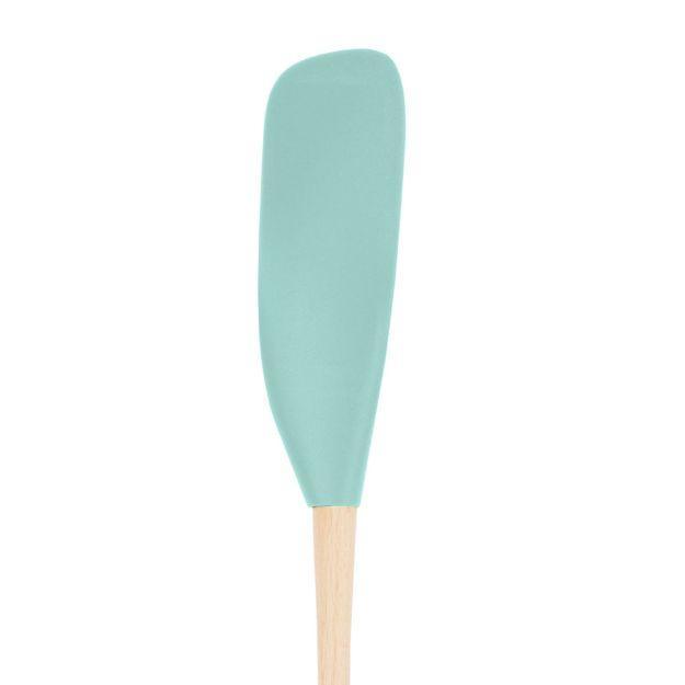 Tovolo Flex-Core Wood Handle Jar Scraper: Aqua