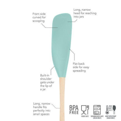 Tovolo Flex-Core Wood Handle Jar Scraper: Aqua