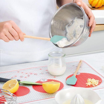 Tovolo Flex-Core Wood Handle Mini Spatula & Spoonula (Set of 2): Aqua