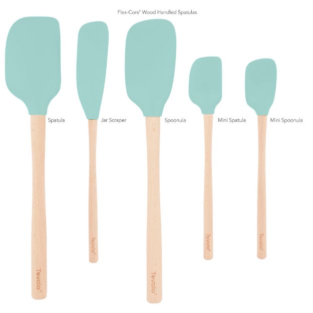 Tovolo Flex-Core Wood Handle Spatula Set (Set of 5): Aqua