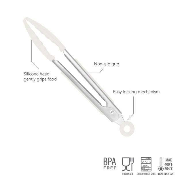Tovolo Mini Silicone Turner Tongs: White