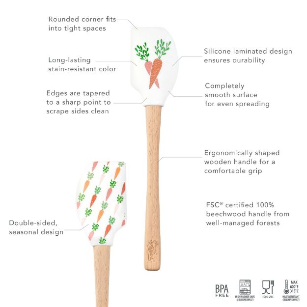 Tovolo Wood Handled Spatula: Carrot Patch