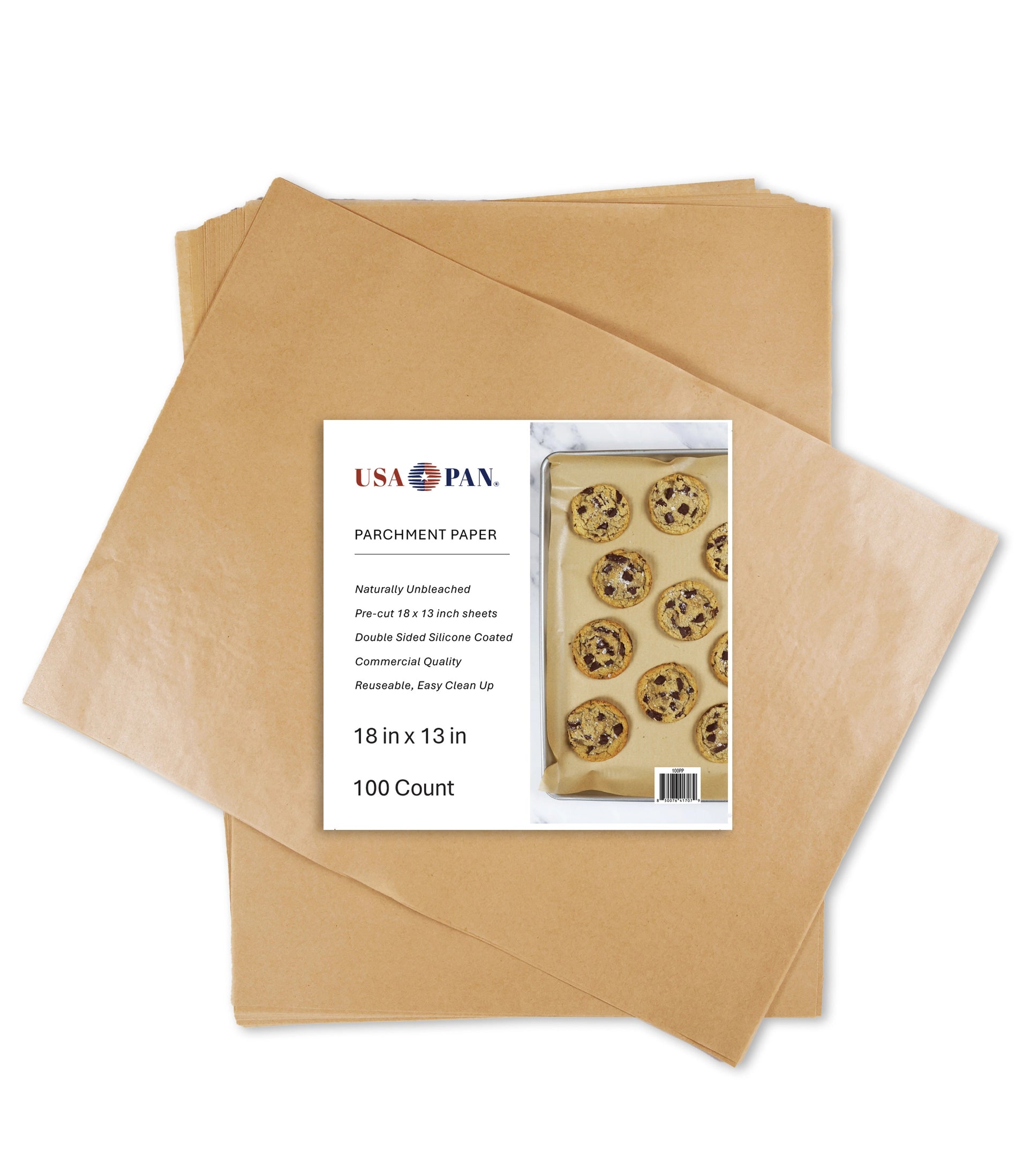 USA Pan Pre-Cut Parchment Paper (Set of 100): Half-Sheet