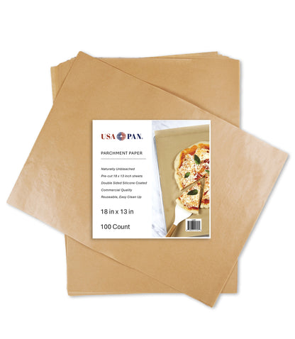 USA Pan Pre-Cut Parchment Paper (Set of 100): Half-Sheet