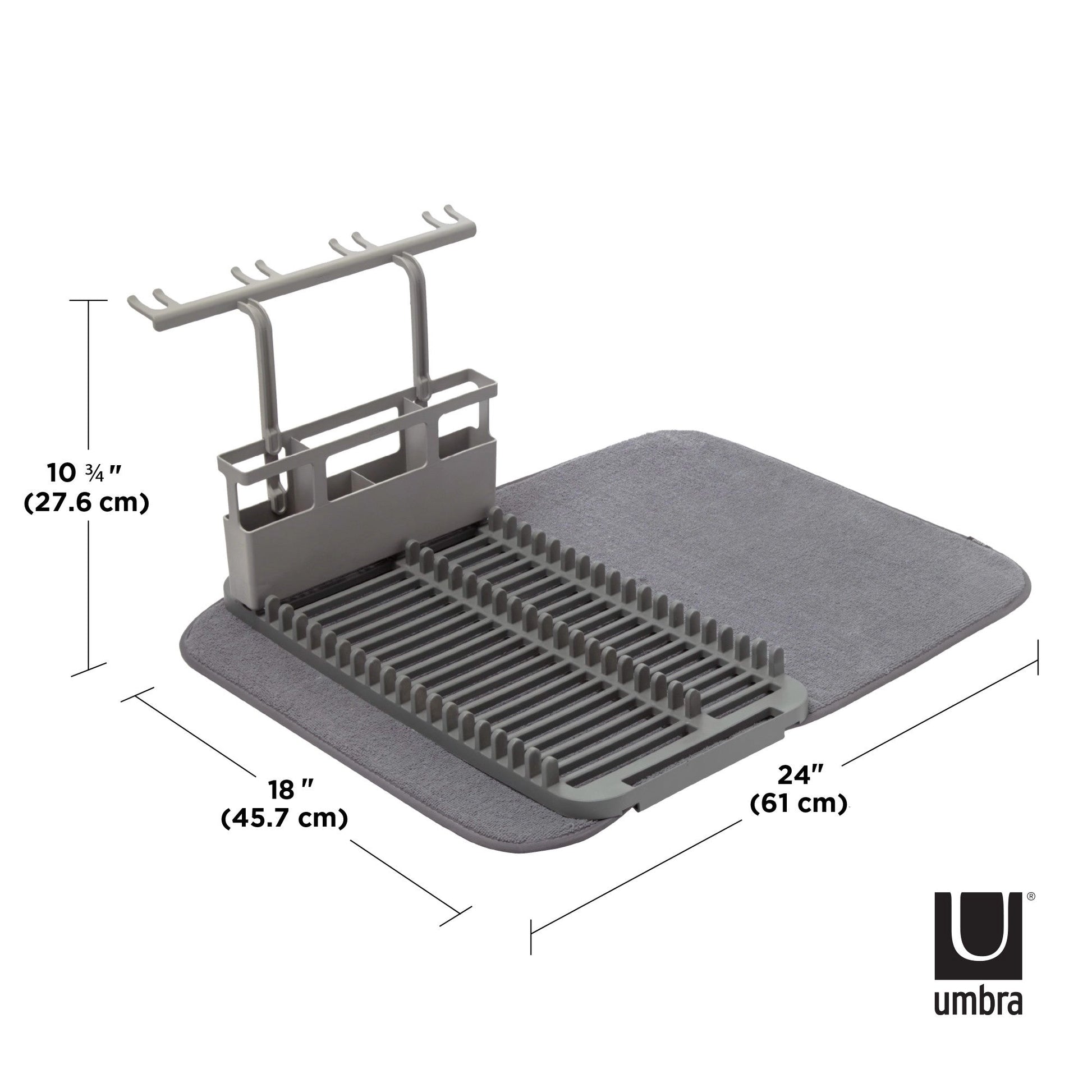 Umbra Udry Dish Rack & Utensil Caddy with Drying Mat
