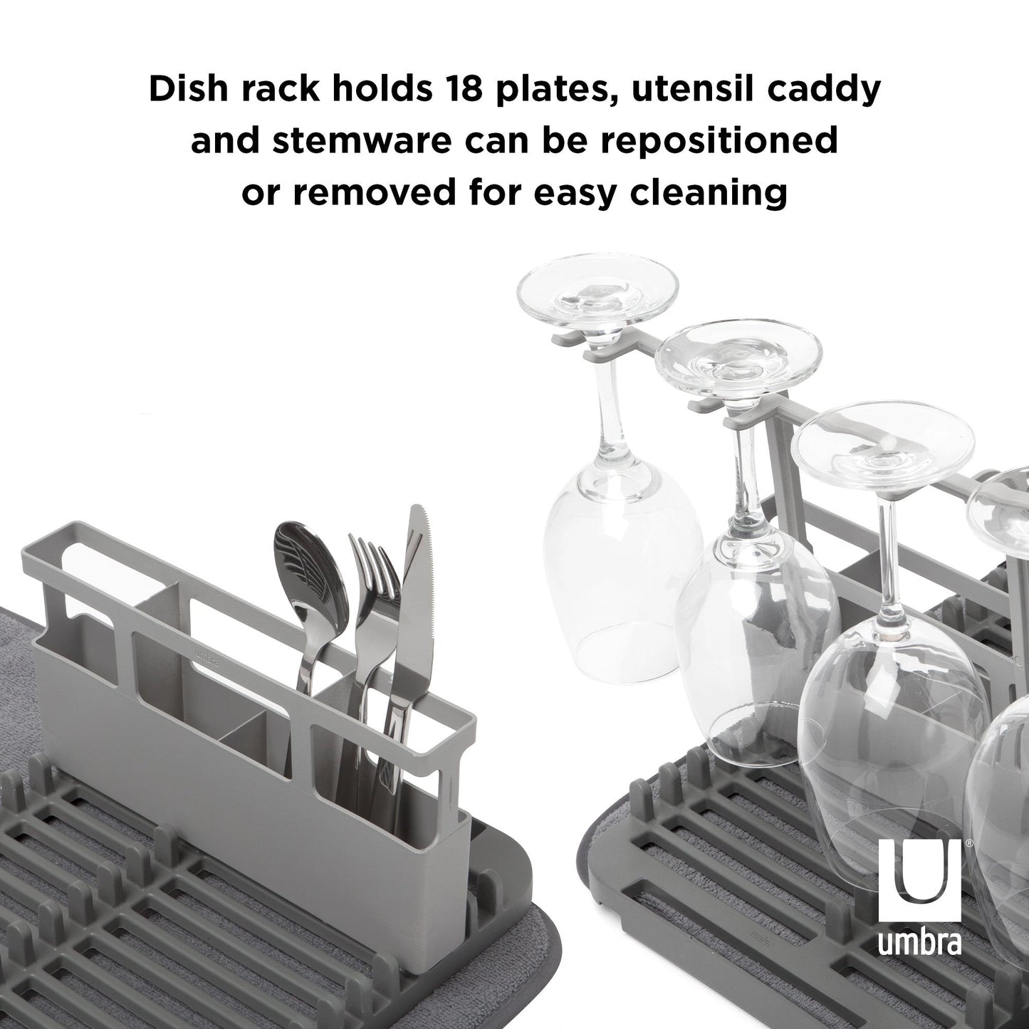 Umbra Udry Dish Rack & Utensil Caddy with Drying Mat