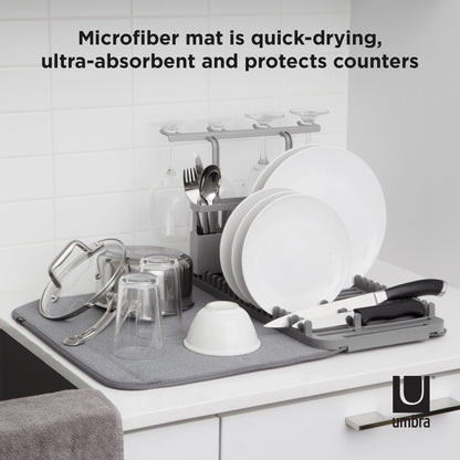 Umbra Udry Dish Rack & Utensil Caddy with Drying Mat