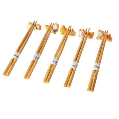 Urban Tokyo Chopsticks and Rests Gift Set: Shiba Inu