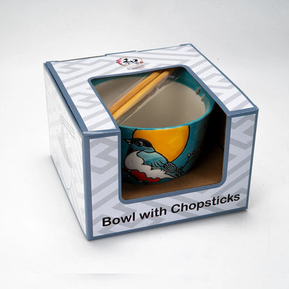 Urban Tokyo Noodle Bowl with Chopsticks: 18 oz, Robin