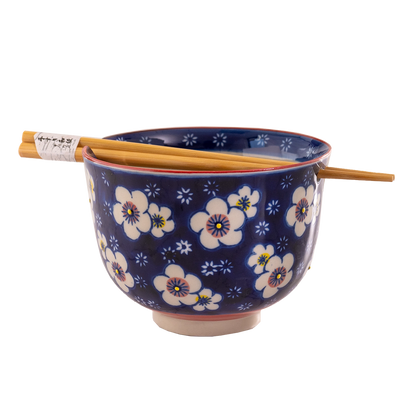 Urban Tokyo Noodle Bowl with Chopsticks: 18 oz, Ume Plum
