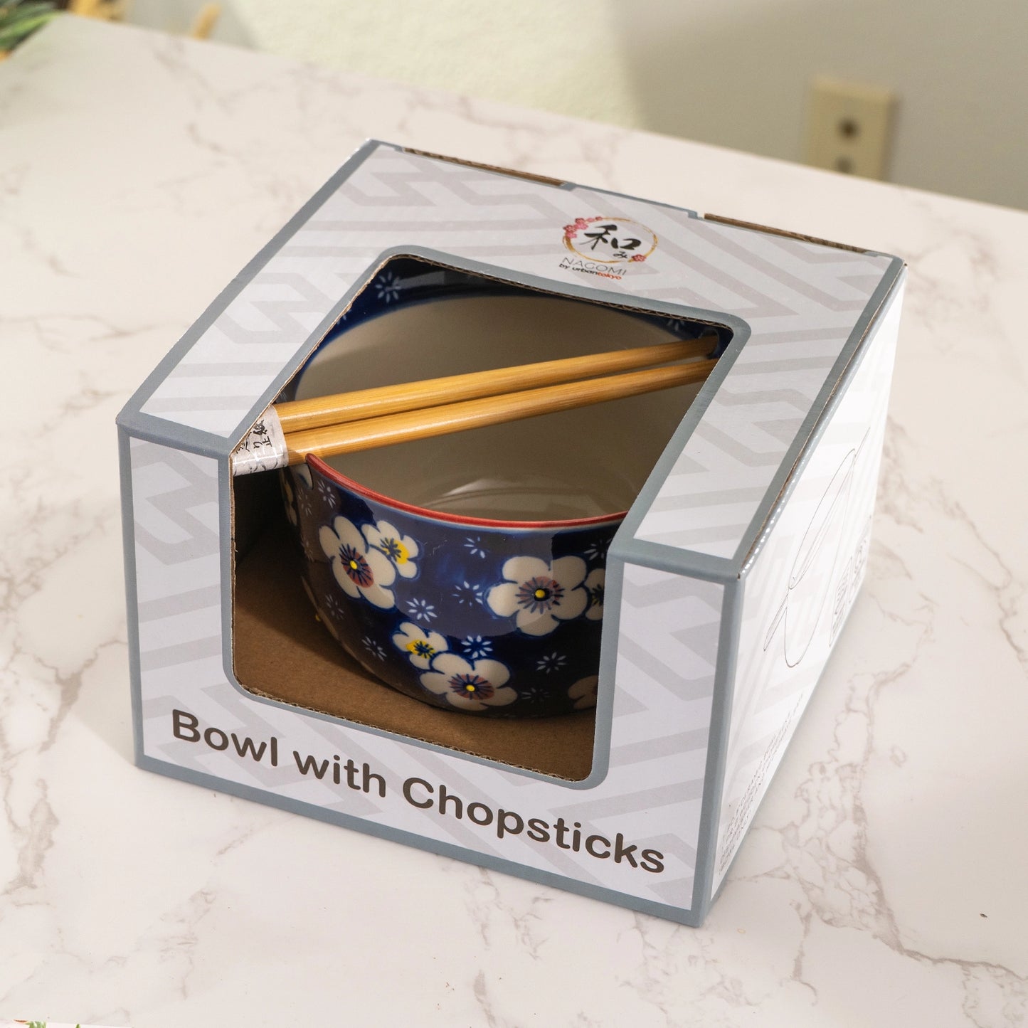 Urban Tokyo Noodle Bowl with Chopsticks: 18 oz, Ume Plum