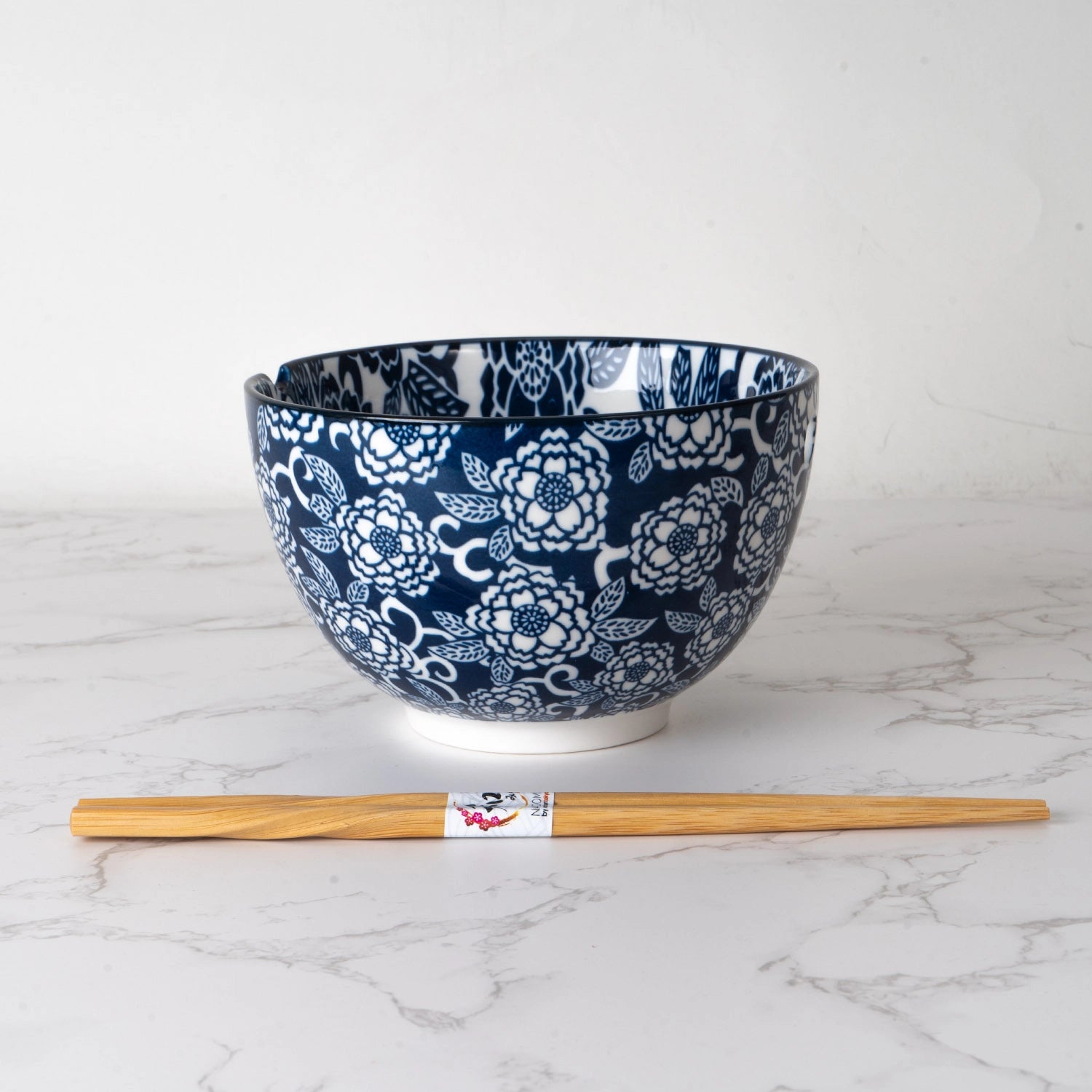 Urban Tokyo Noodle Bowl with Chopsticks: 20 oz, Botan Flower