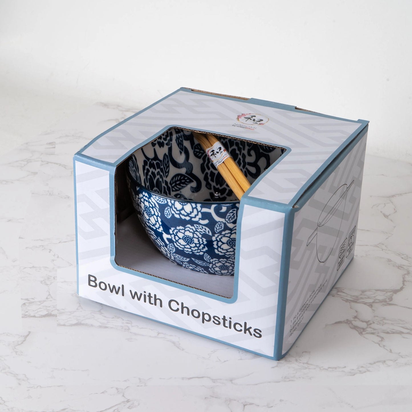 Urban Tokyo Noodle Bowl with Chopsticks: 20 oz, Botan Flower