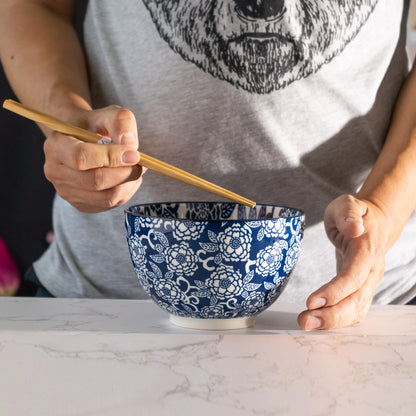 Urban Tokyo Noodle Bowl with Chopsticks: 20 oz, Botan Flower