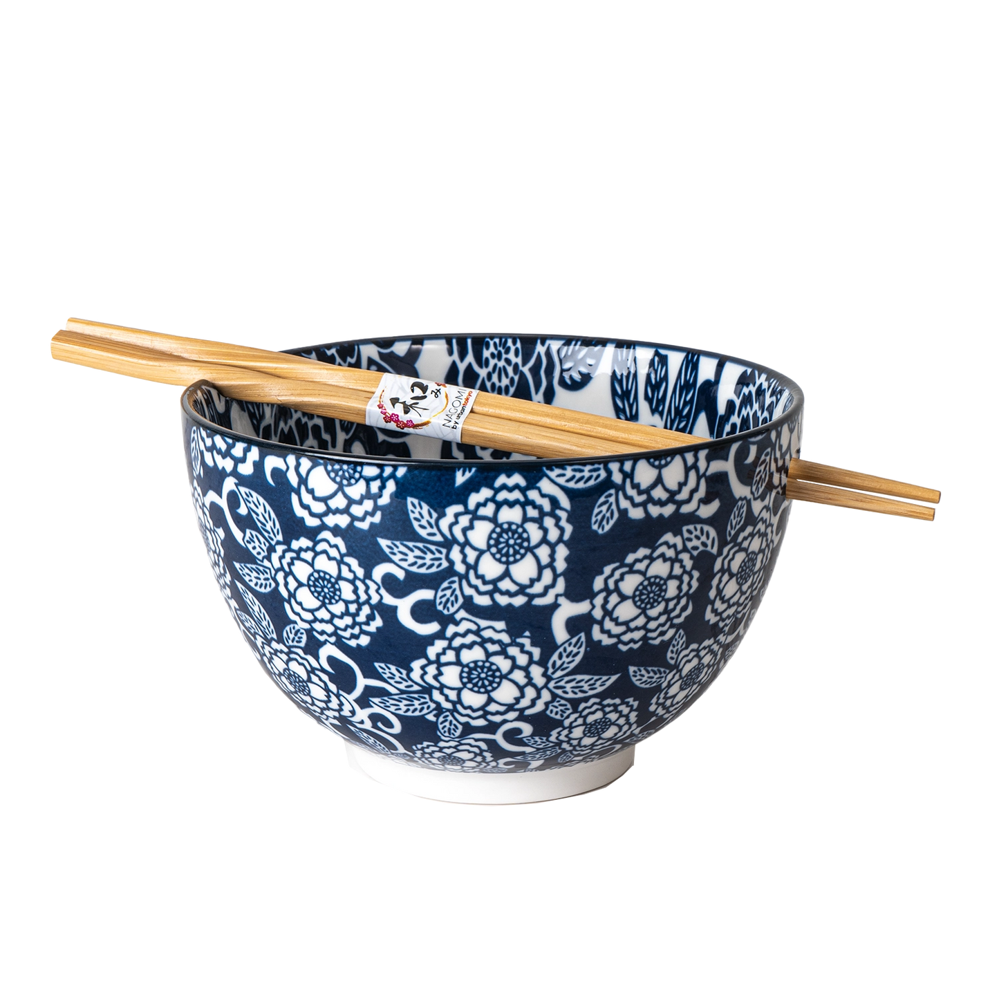 Urban Tokyo Noodle Bowl with Chopsticks: 20 oz, Botan Flower