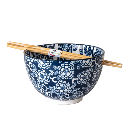 Urban Tokyo Noodle Bowl with Chopsticks: 20 oz, Botan Flower