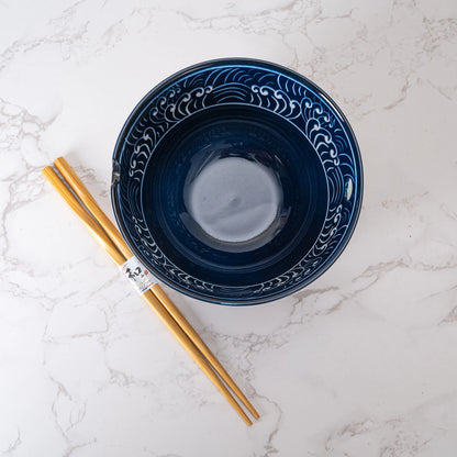 Urban Tokyo Noodle Bowl with Chopsticks: 20 oz, Nami Waves