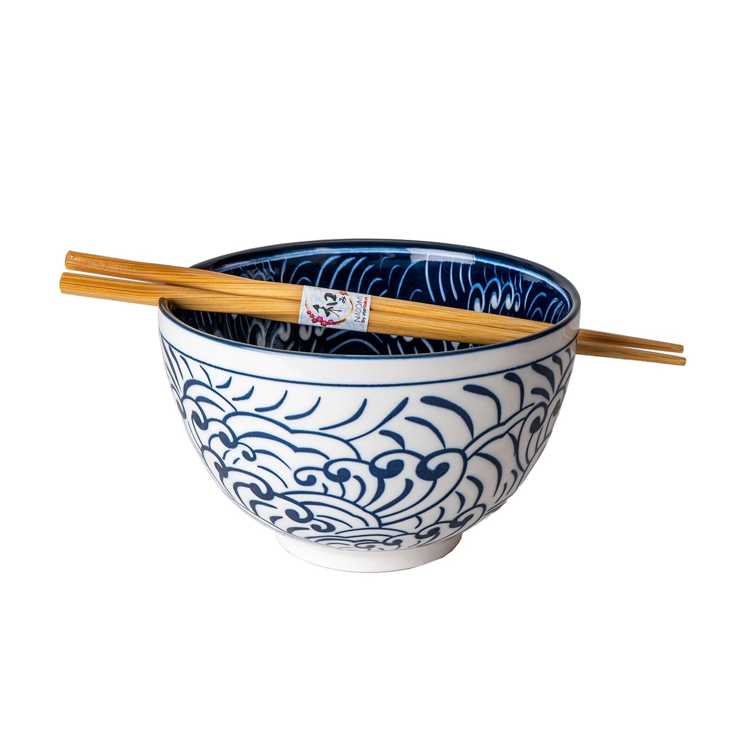 Urban Tokyo Noodle Bowl with Chopsticks: 20 oz, Nami Waves