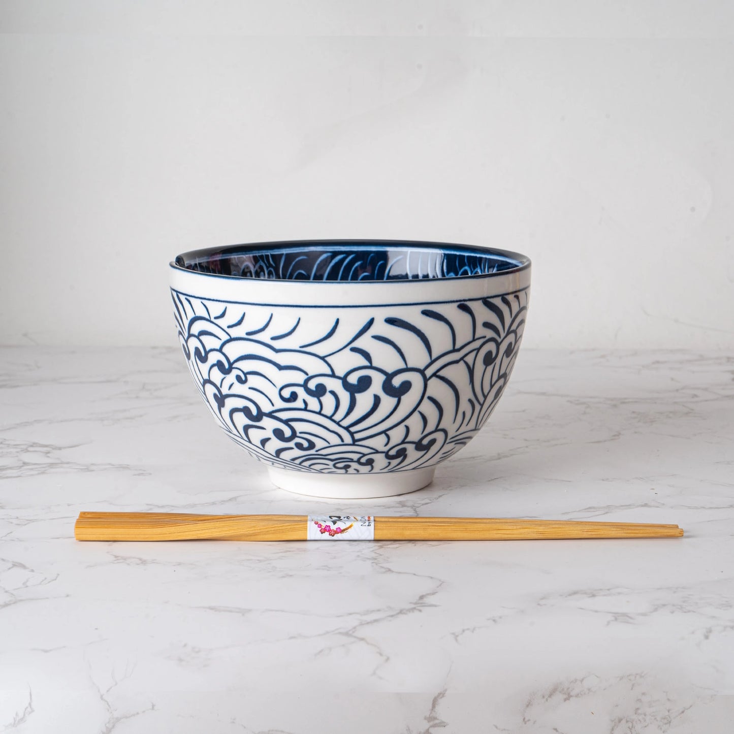 Urban Tokyo Noodle Bowl with Chopsticks: 20 oz, Nami Waves