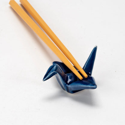 Urban Tokyo Porcelain Chopstick Rests: Origami Crane, Navy