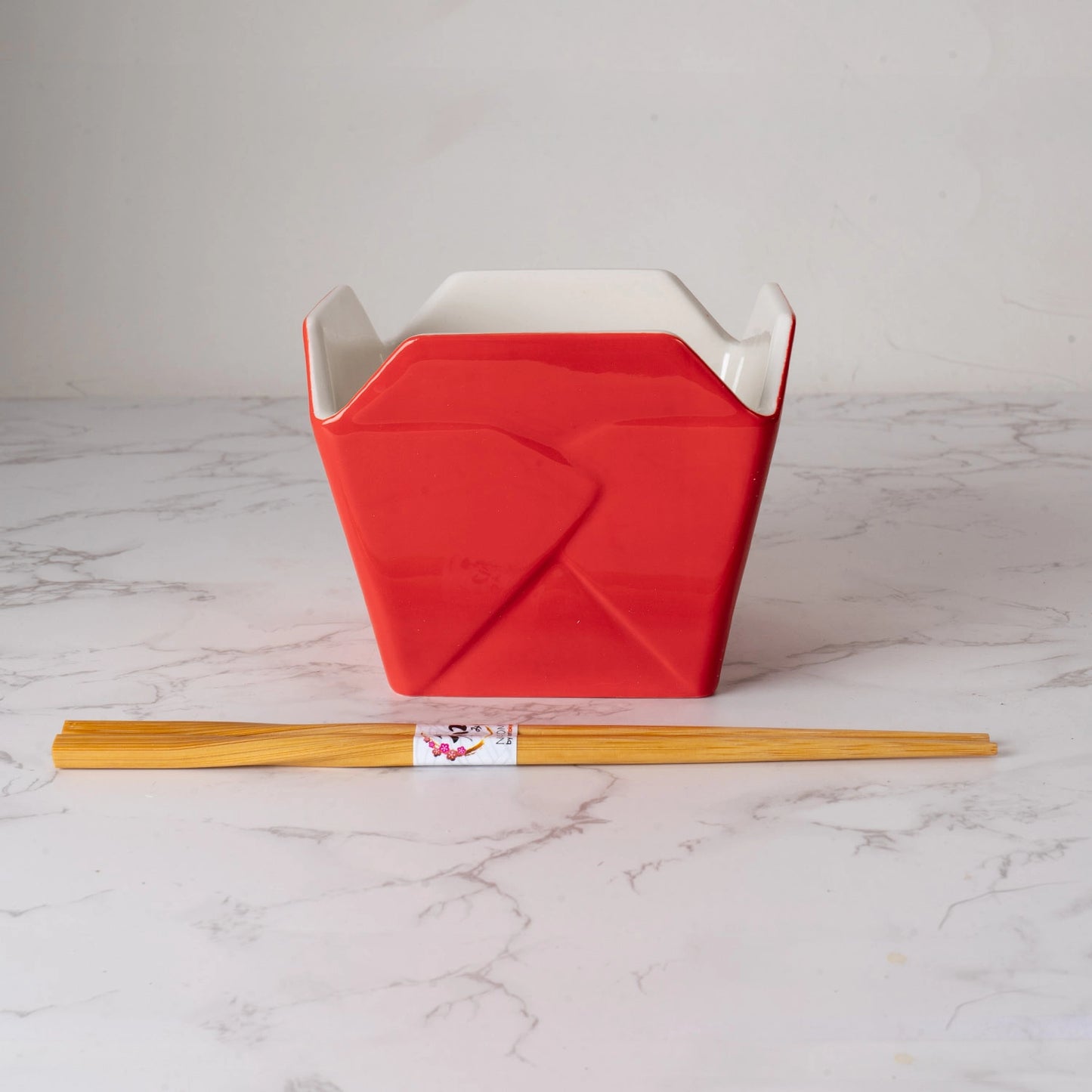 Urban Tokyo 'Takeout' Noodle Bowl with Chopsticks: 16 oz., Dragon (Red)