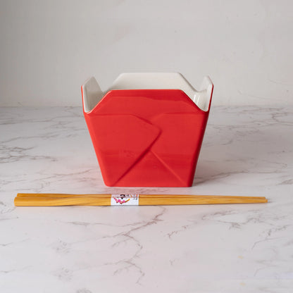 Urban Tokyo 'Takeout' Noodle Bowl with Chopsticks: 16 oz., Dragon (Red)