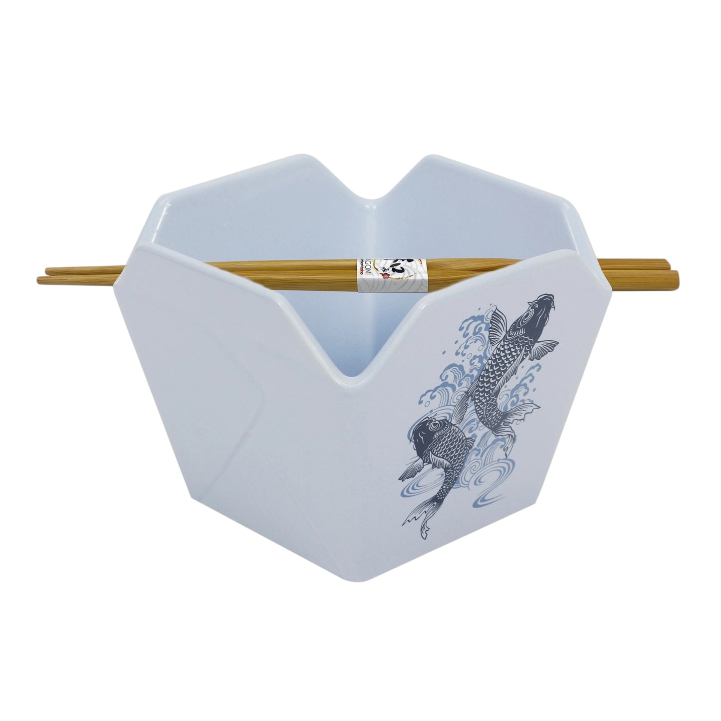 Urban Tokyo 'Takeout' Noodle Bowl with Chopsticks: 16 oz., Koi Fish