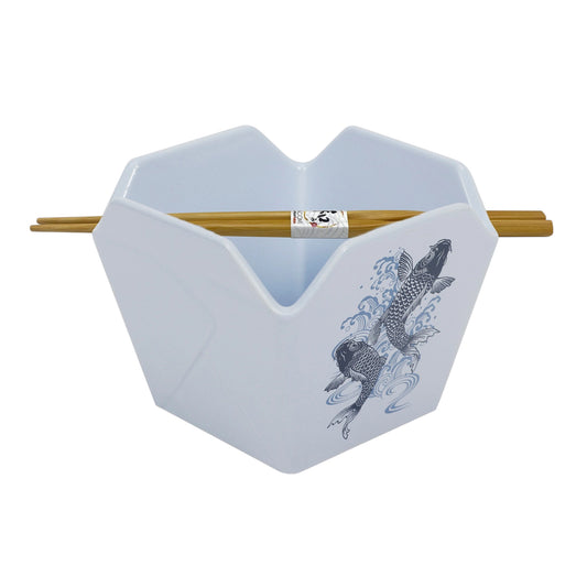 Urban Tokyo 'Takeout' Noodle Bowl with Chopsticks: 16 oz., Koi Fish